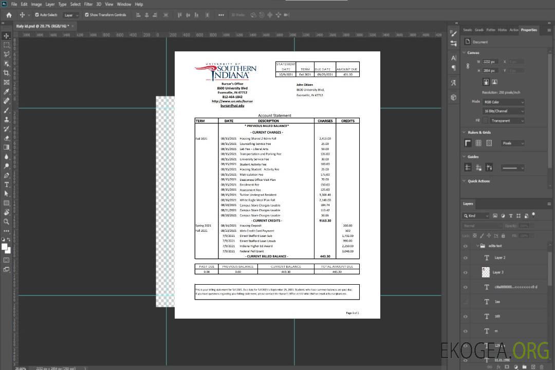 Université des États-Unis du sud de l'Indiana excel pdf template
